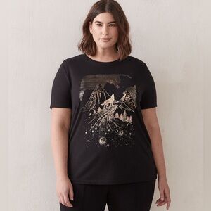 EUC 1X Addition Elle 100% Cotton Black and Gold Wolf T-Shirt